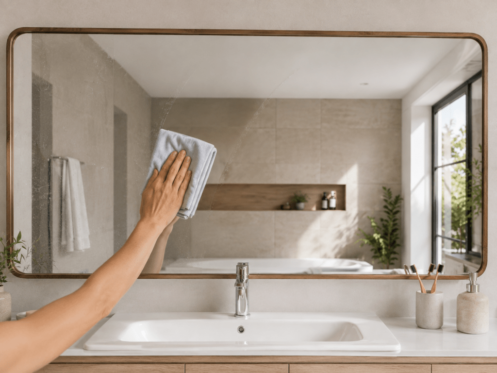 dépoussiérer un miroir avant de le nettoyer - nettoyer un miroir