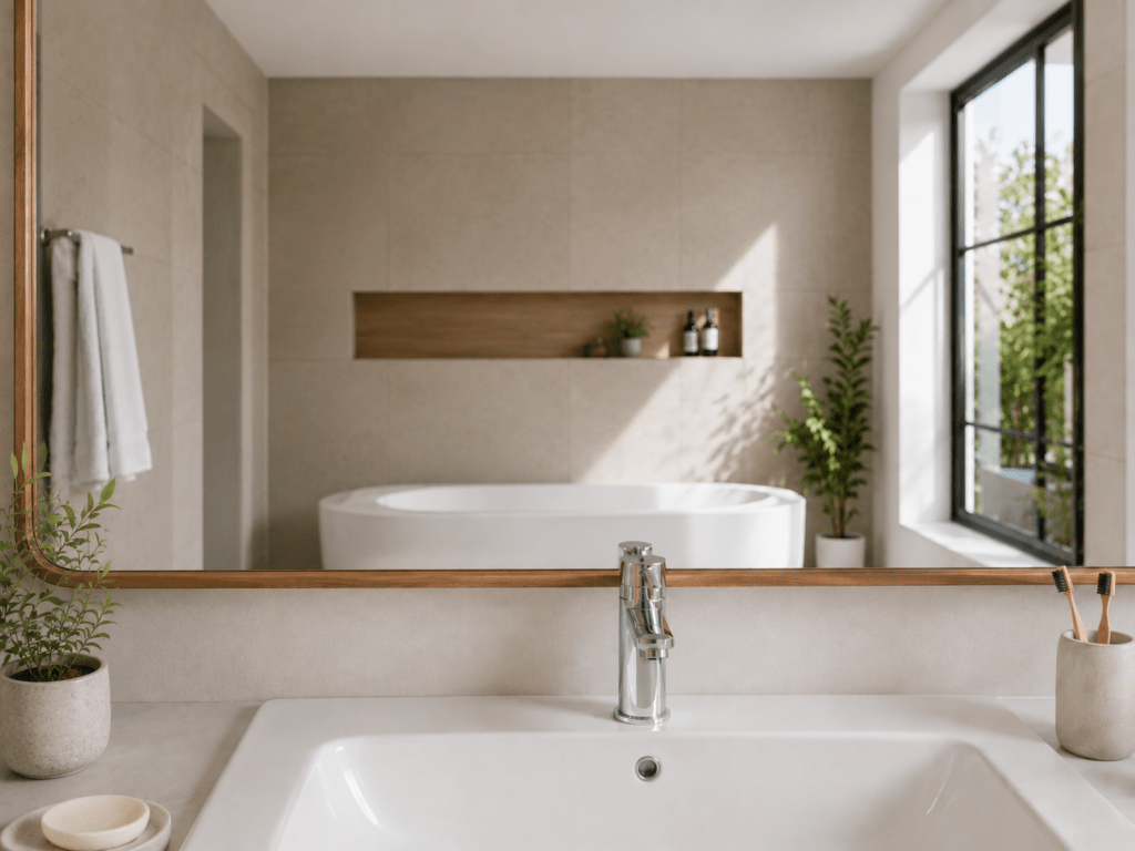 miroir de salle de bain propre et brillant sans traces